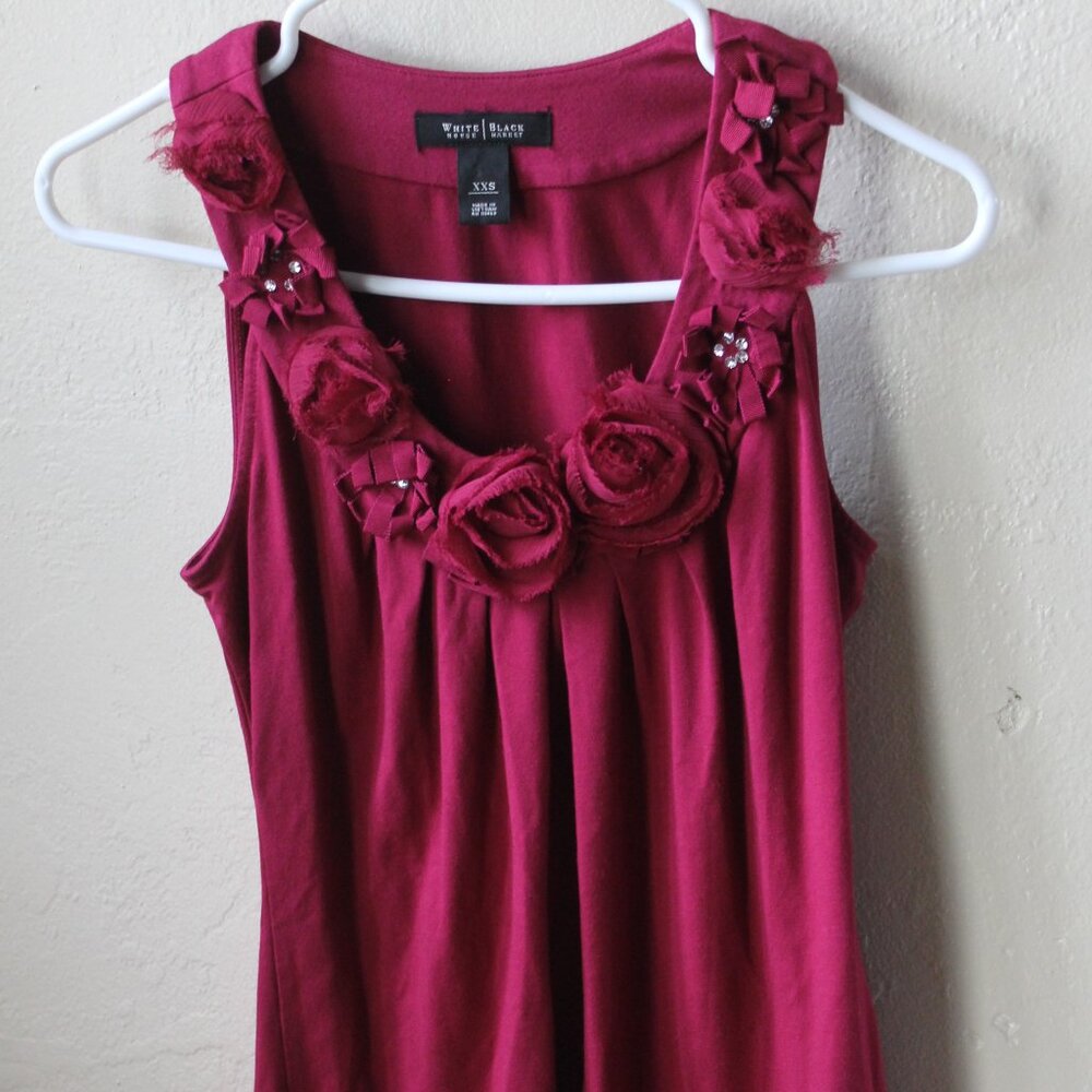 White House Black Market Magenta Pink Sleeveless 3D Floral Tank Top XS